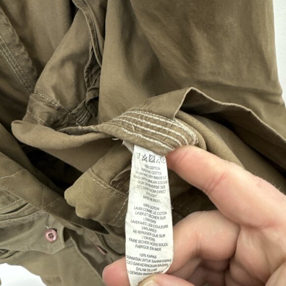 FCUK Men M Cargo Tac Jacket Coat Army Green Canvas Utility - Picture 11 of 11